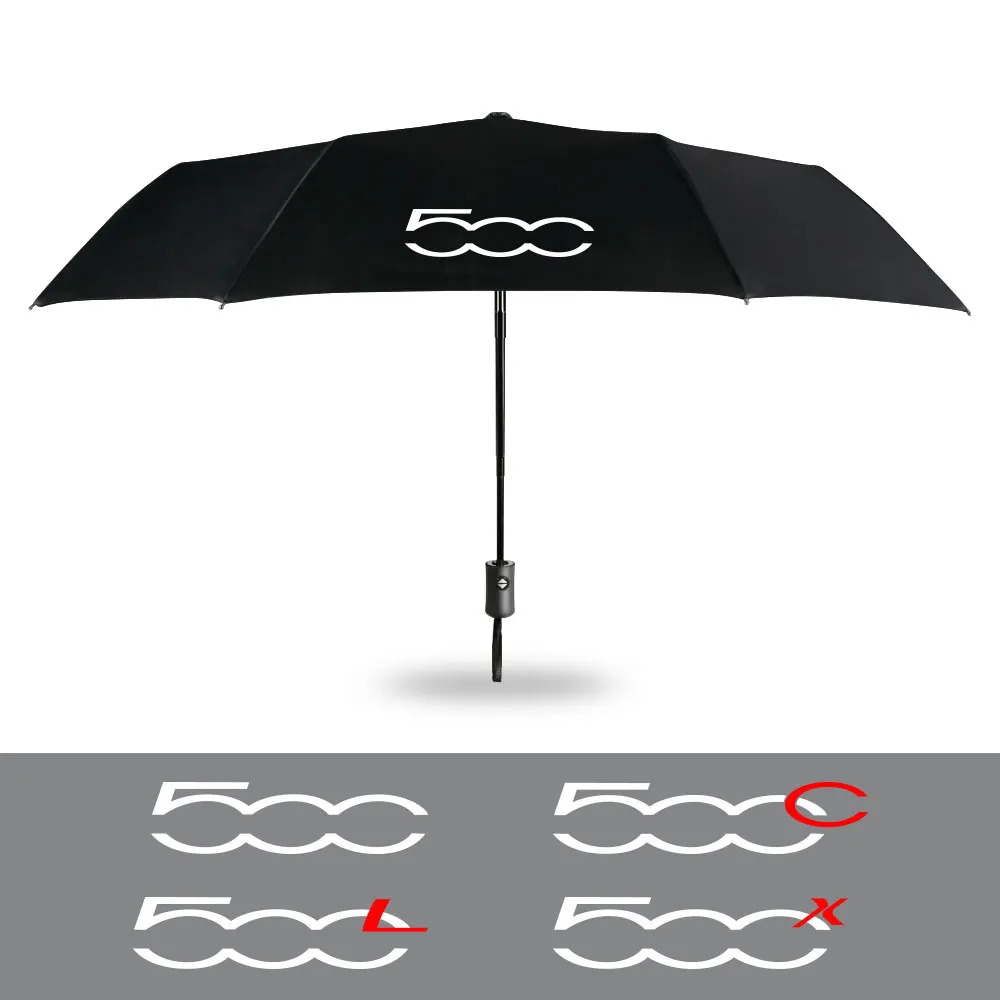 Car Fully Automatic Folding Windproof Umbrella For Fiat 500 500C 2012 500X 500L Abarth Sunshade With Car Logo Umbrella Parasol