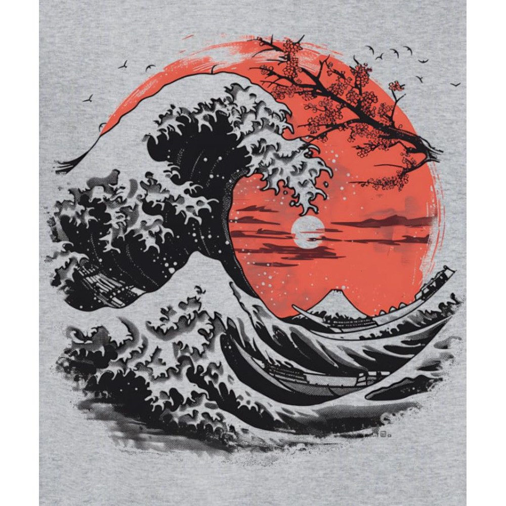 Long Sleeve Shirts for Men sweatshirt Japanese Art Mount Fuji Sunset Japan Gift Sakura Blossom Sweatshirt T shirt Tee Streetwear Casual tops clothes