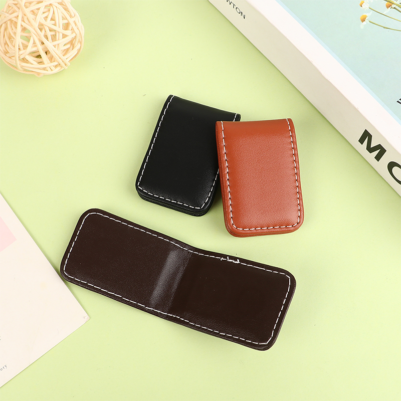 Money Clip Wallet Slim Men Women Vintage Strong Magnet Money Clip Cow PU Leather Pocket Clamp Credit Card Cash Case Holder