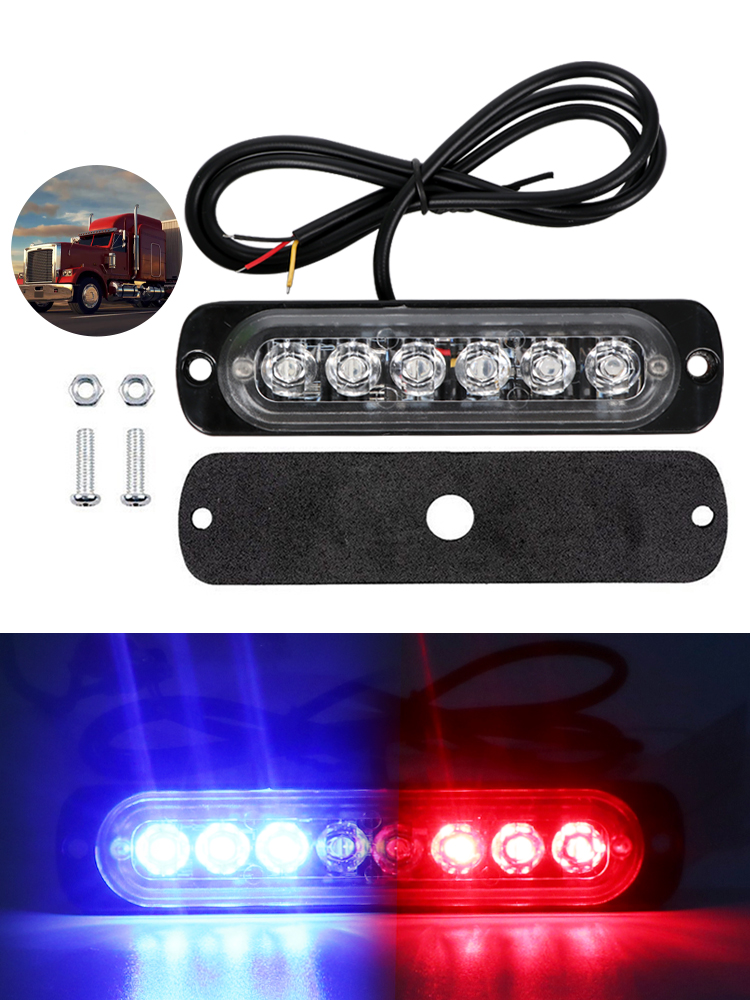 Waterproof LED Car Signal Lamp Bar Red Blue Police Light Emergency Warning Light Flashing Lighting Side Marker for Car Truck