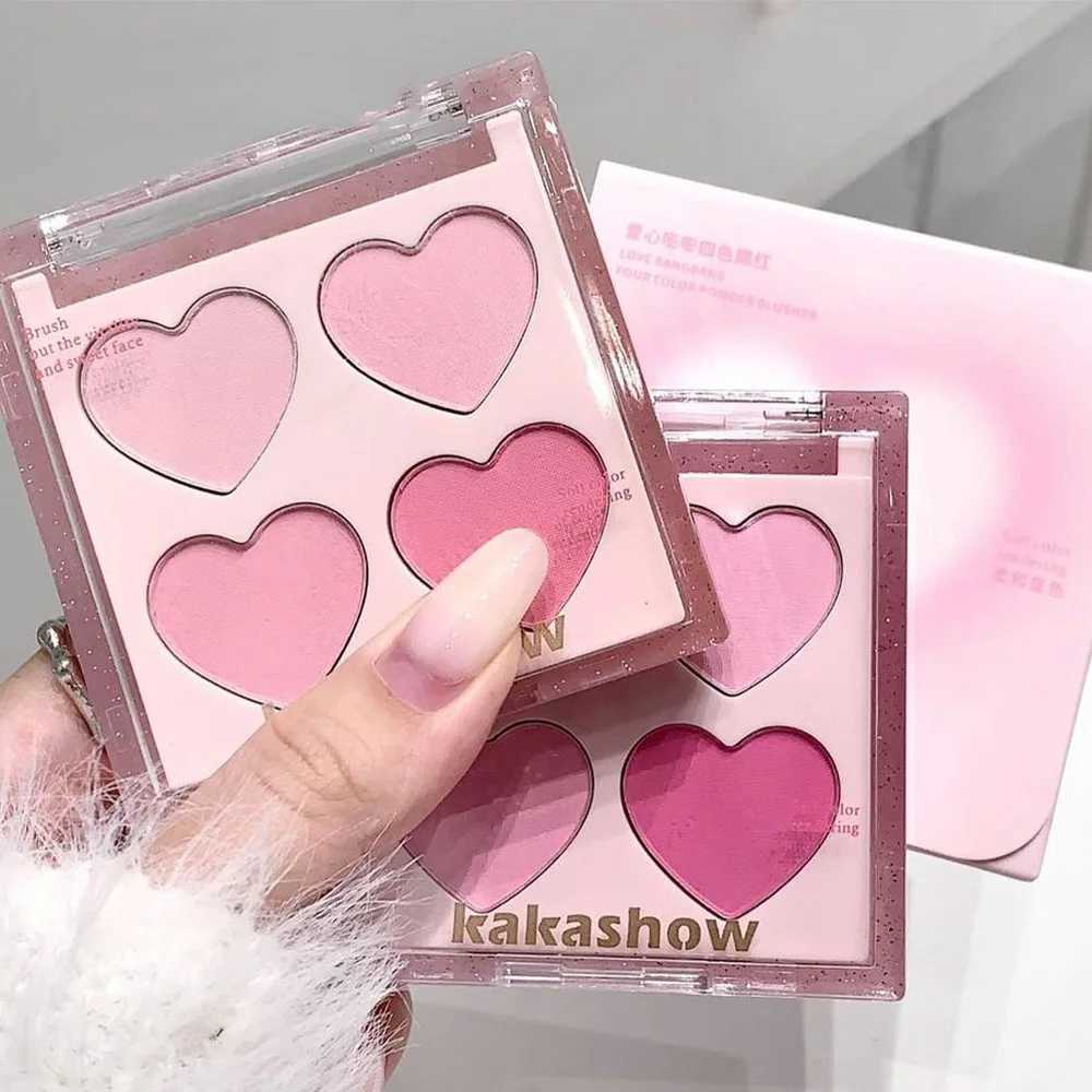 Kakashow Four-Color Heart Blush Palette -Fine Texture Natural Color Blush Powder for BrighteningCute Packaging DesignXJ241111