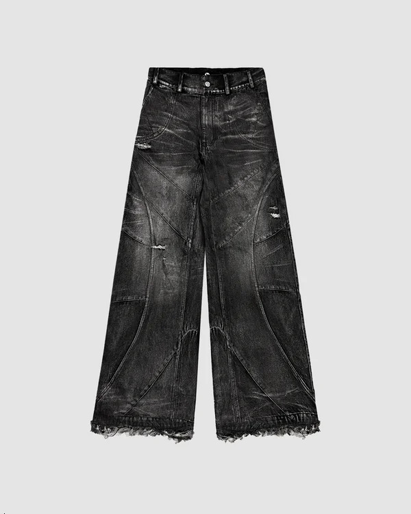 Streetwear Fashion Y2K Gothic Bag Jeans Mens Wear Casual Punk Retro Jeans Harajuku High Waist Wide Leg Pants 241108