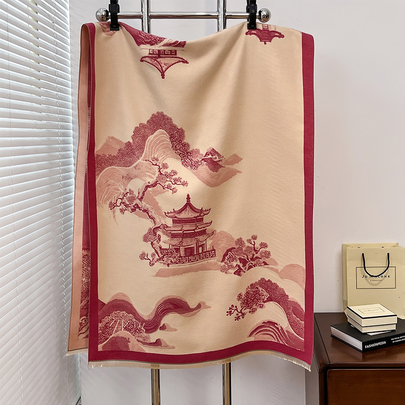 women's autumn and winter ancient with antique charm style imitation cashmere short beard tassel warm shawl scarf