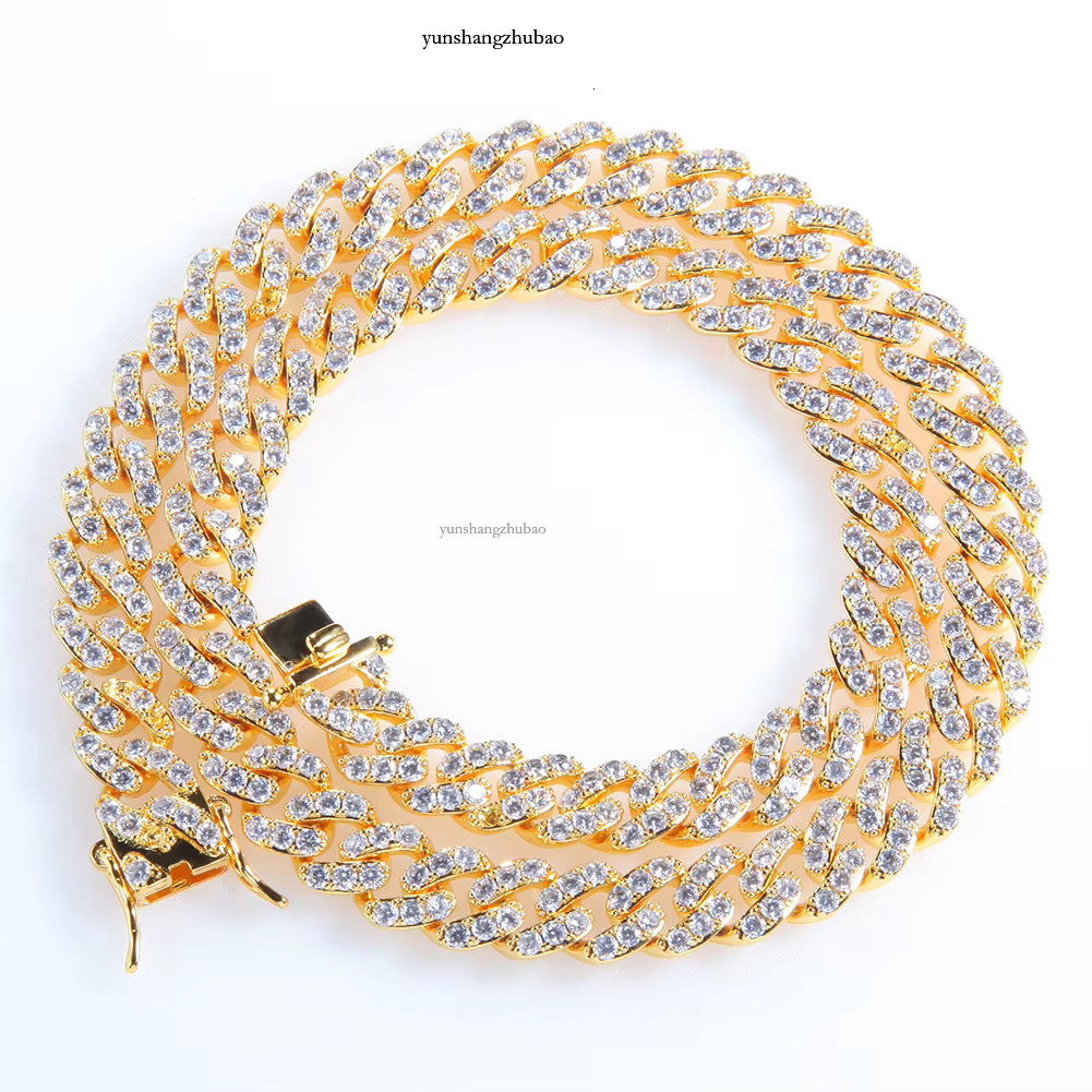 Iced Out 9mm Cubic k Chain Pink Purple Miami Hiphop Cuban Bracelet Bg Wholesale Necklace