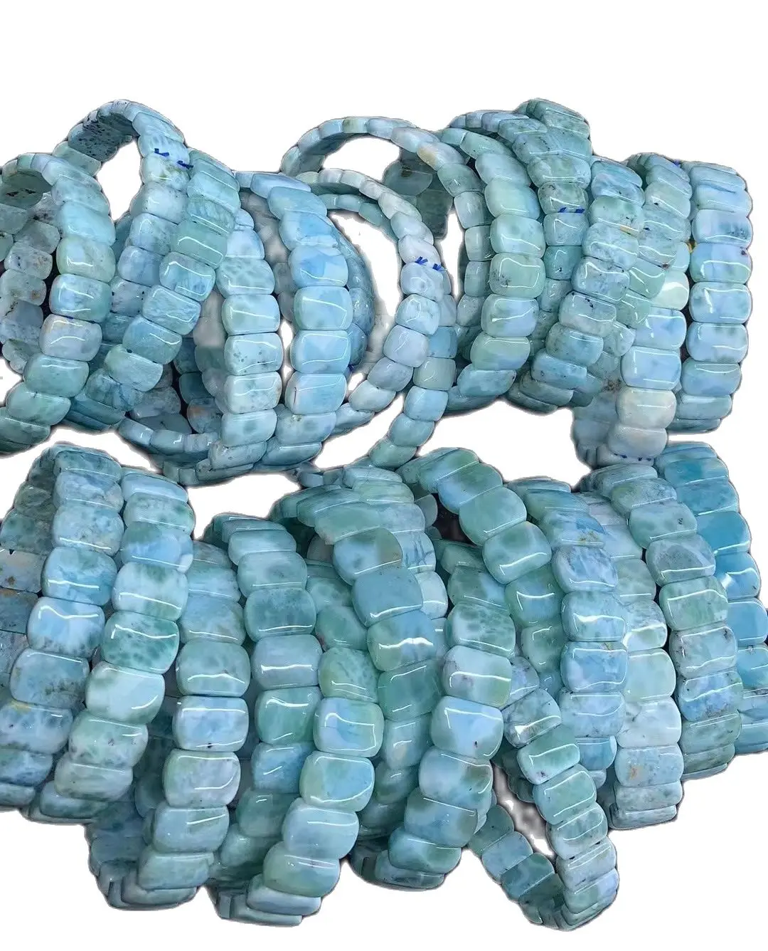 Natural Larimar/Copper Pectolite Beads Bracelet Dominicana Genuine Larimar Gemstone Bangle for Woman for Charms Gift Wholesale
