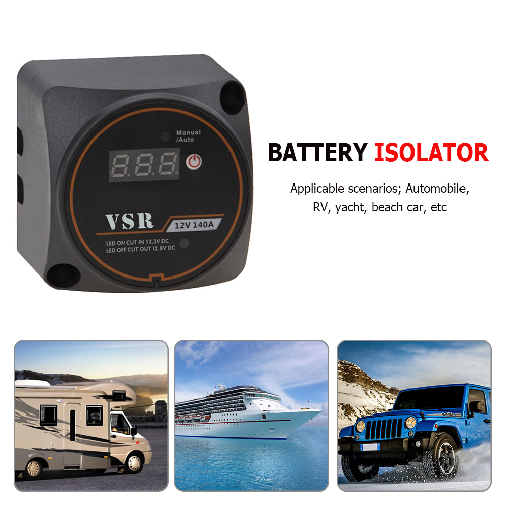 12V Battery Isolator Switch with Digital Display 140A Intelligent Isolator Switch Voltage Sensitive Relay for Auto for RVs