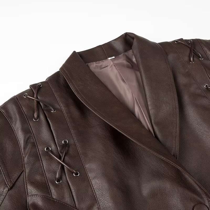 shanshi leather jacket women Spring New Product Women's Clothing Street Fashion Design Sense Leather Jacket