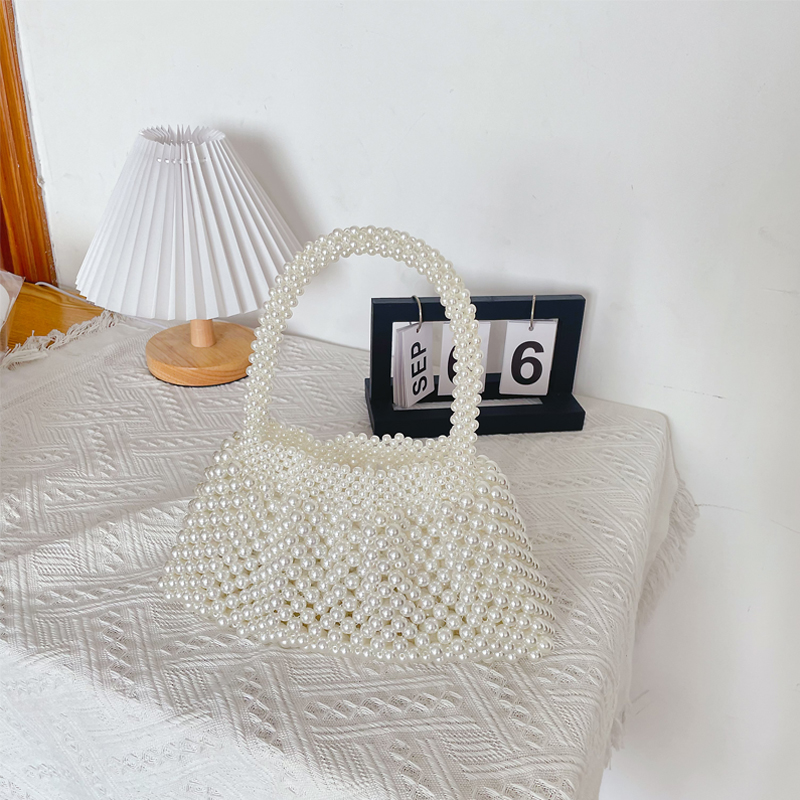 Pearl Bag Women's Hand-woven DIY Homemade Beaded Ladies Handbag Hand Bags 2023 Designer Luxury