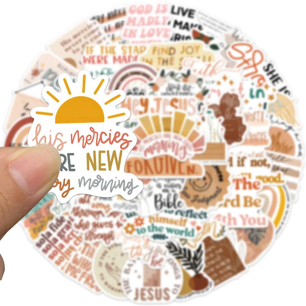 10/50Pcs Bohemia Style Jesus Christian Bible Verse Faith Cross Wisdom Words Decals Stickers For Lage Laptop 0723