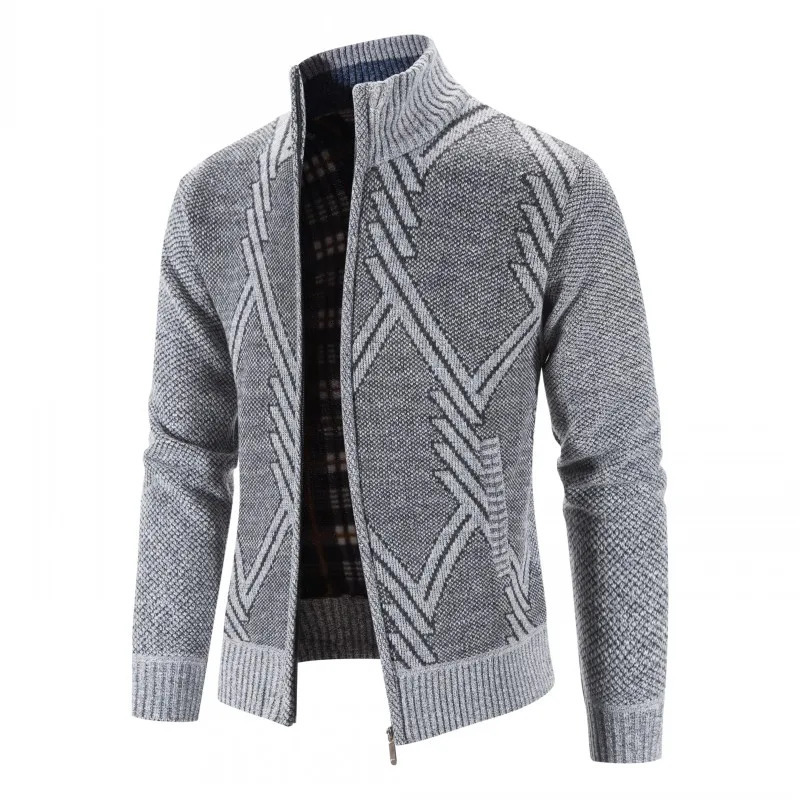 2024 Autumn Winter Jacket Men Warm Cashmere Casual Wool Zipper Slim Fit Fleece Coat Dress Knitwear Male Coats 241108