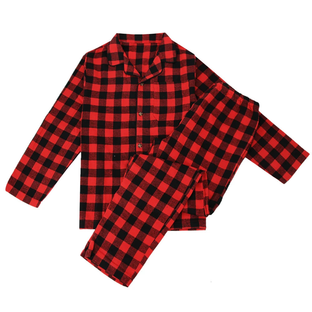 Mens Flannel Pajama Sets Cotton Plaid Pajamas for Men Pjs Set Soft Lounge Sleepwear Pj Pants with Pockets Shirts 241111