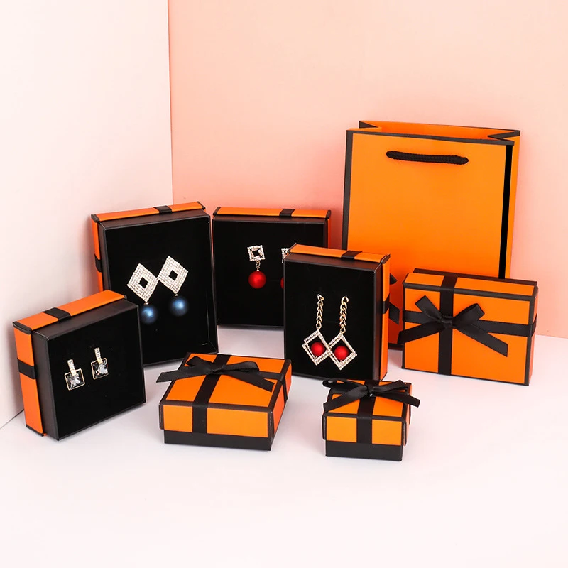Jewelry Holder Gift Box Earrings Necklace Bracelet Container Jewelry Box Jewelry Packaging Delicate Orange Style Bow Tie