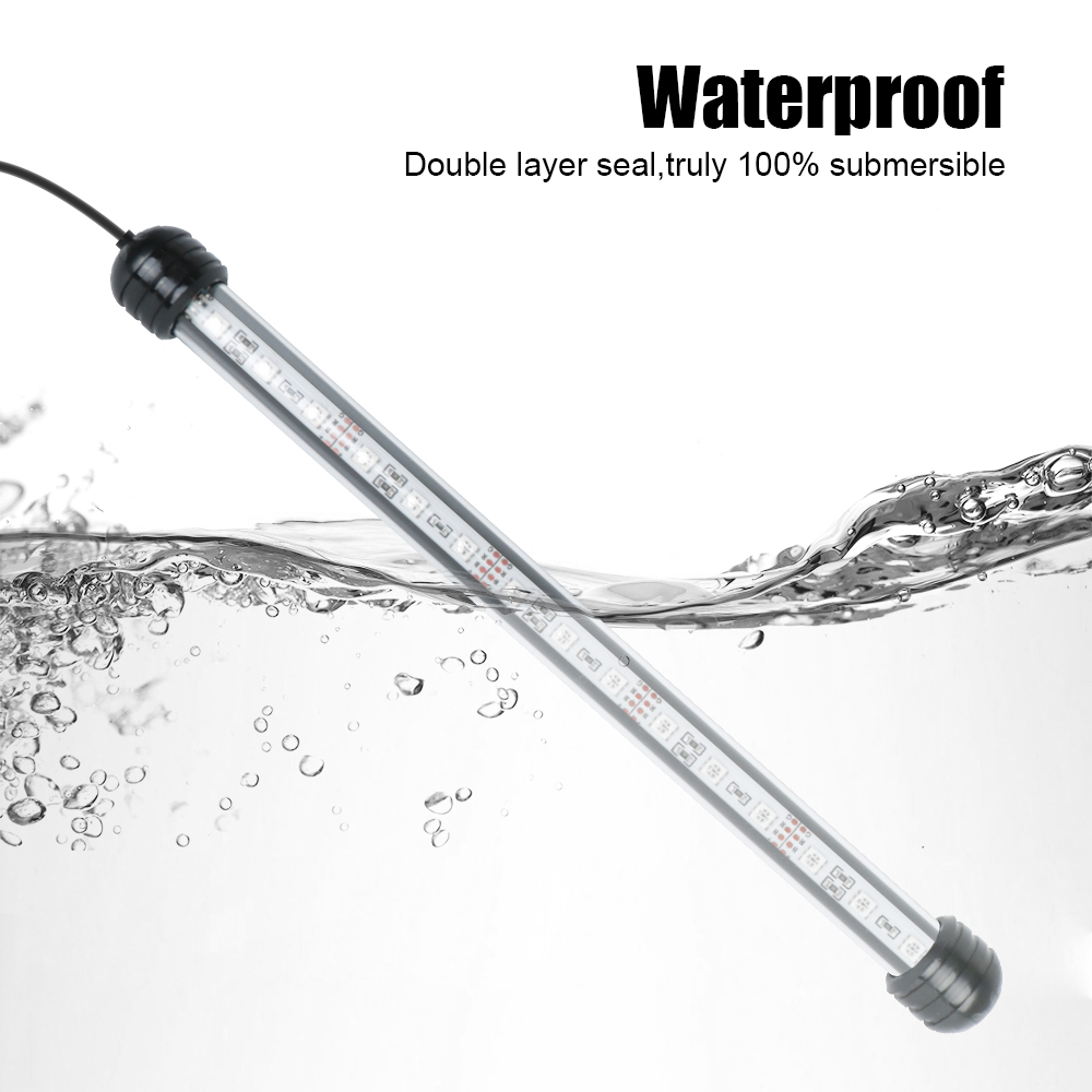 Remote Control 5050 RGB LED Waterproof Fish Tank Light Bar EU Plug Aquatic Air Bubble Lights 28cm 48cm Aquarium Submersible Lamp