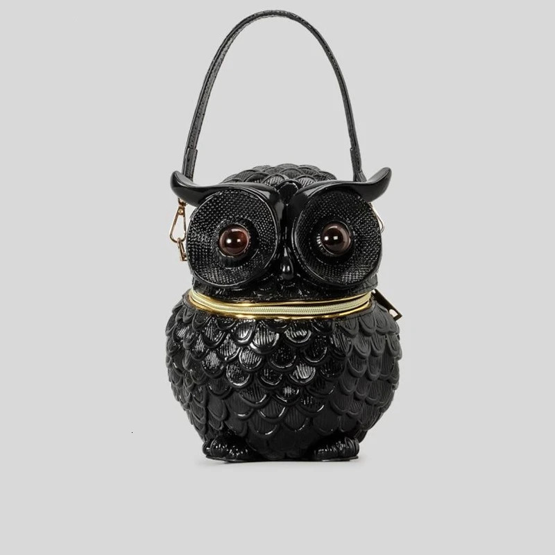 Niche Design Adult PU Relief Owl Handbag Creative Personalized Punk New Unisex Shoulder Y2k Women Men Couples Bucket Bag PU BagVoyage