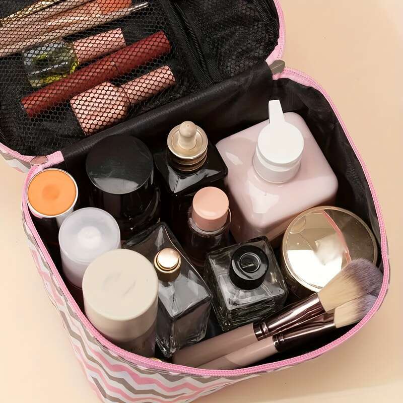 Luxury Large Capacity Cosmetic Bag, Nylon Storage, Portable Travel Toiletry Wash maquillaje Bag With Zipper, Multi-Functional Organizer Y260313