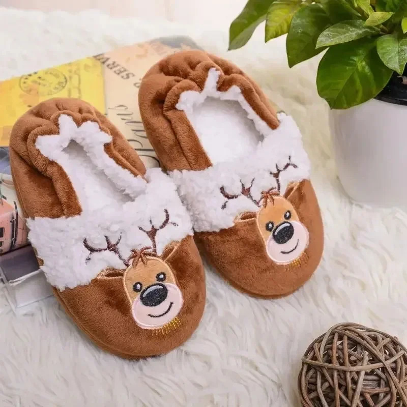 Childrens winter soft cute shoes baby warm thick shoes boys and girls cartoon Christmas casual slider 241111CJ