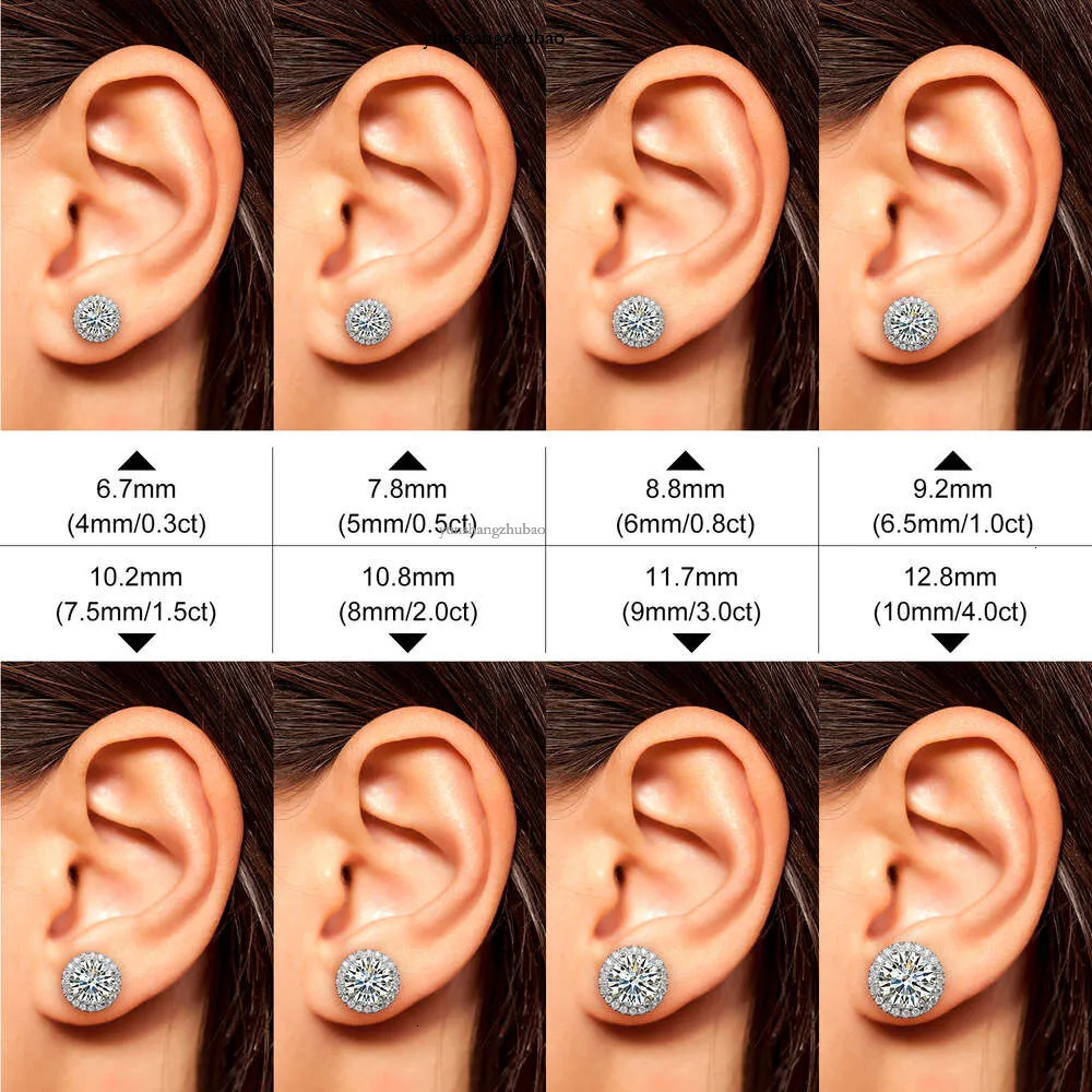 Fine Jewelry Screw Back Women Gold Plated Sterg Sier Iced Out VVS Moissanite Dia Halo Stud Earrings For Men