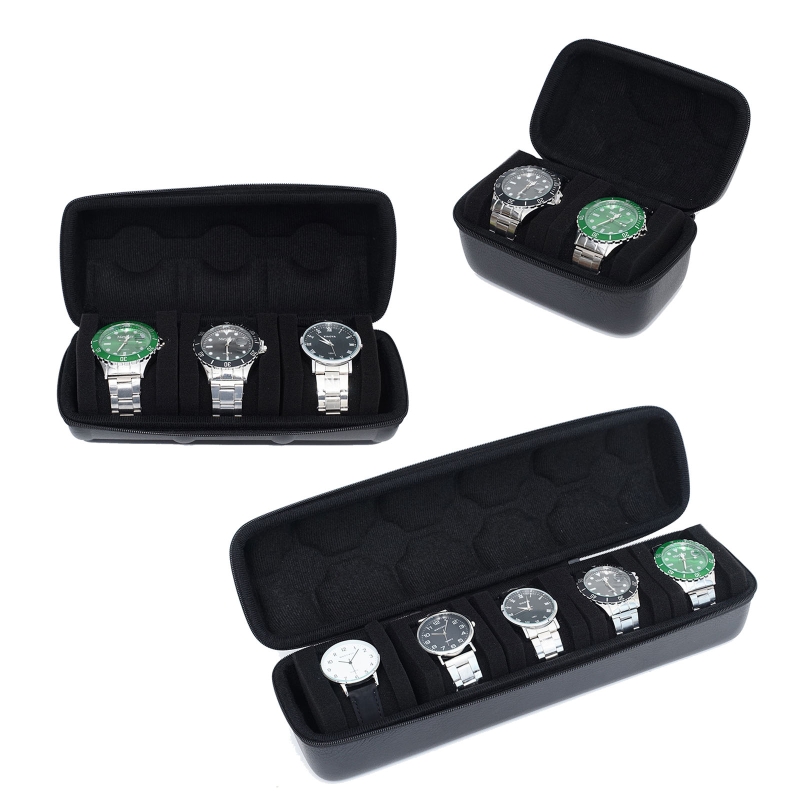 Watch Box Travel Roll Case for 2/3/5/6 Watches Storage Watch Protector Organizer Shockproof Display Case for Men Women Black