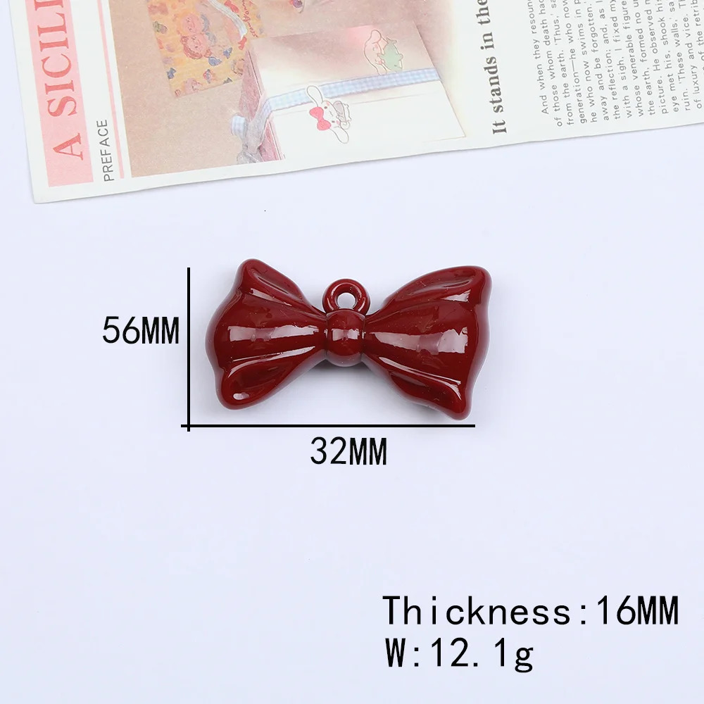 Cordial 50Pcs DIY Acrylic Pendant/Handmade/Jewelry Discovery and Components/Bow Knots and Hearts/Red/Charm #17371 241108