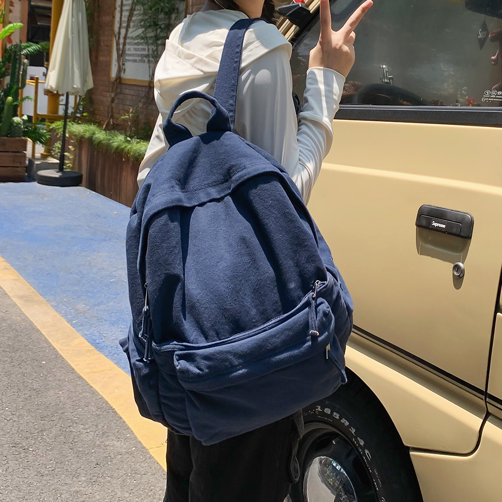 Women College Backpack Casual Solid Color Hiking Backpack Outdoor Sport School Bag Large Capacity Travel Laptop Rucksack 13e38