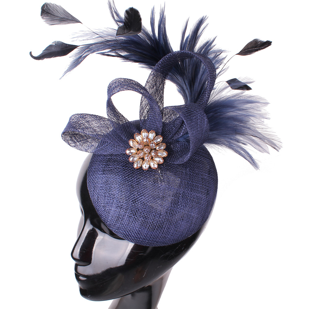 Orange Fancy Feathers Hat Millinery for Ladies Headpieces Sinamay Elegant Fascinator Women Tea Party Royal Race Hair Accessories