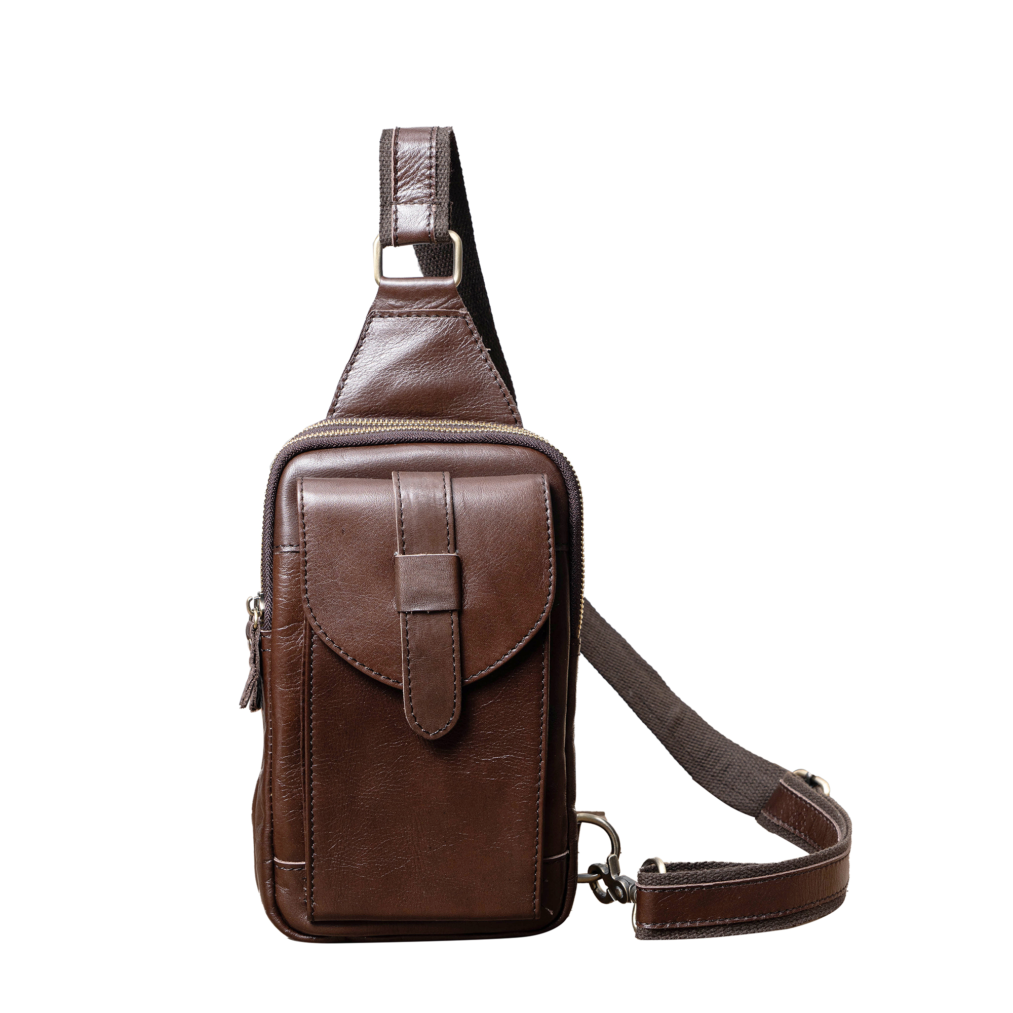 Chest Bag Crossbody Bag for Men 3 Colors Vintage Cowhide Genuine Leather Day Pack Casual Messenger Bags with Adjustable Strap