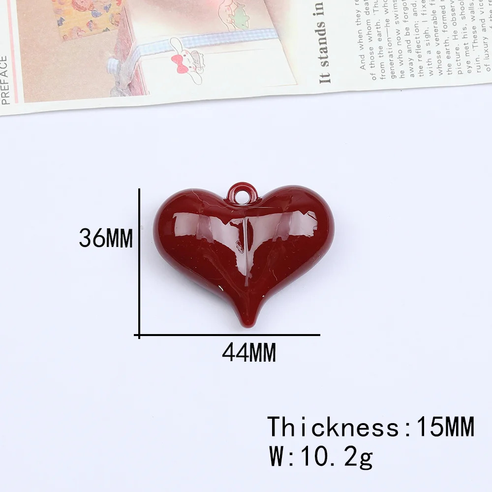 Cordial 50Pcs DIY Acrylic Pendant/Handmade/Jewelry Discovery and Components/Bow Knots and Hearts/Red/Charm #17371 241108