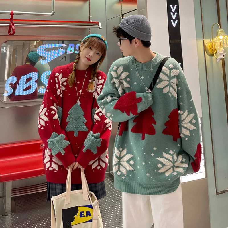 New Arrival Christmas Tree Couple Street Sweater Wan Xue Sweater Autumn Winter Neutral Mens Casual School Clothes Z241111