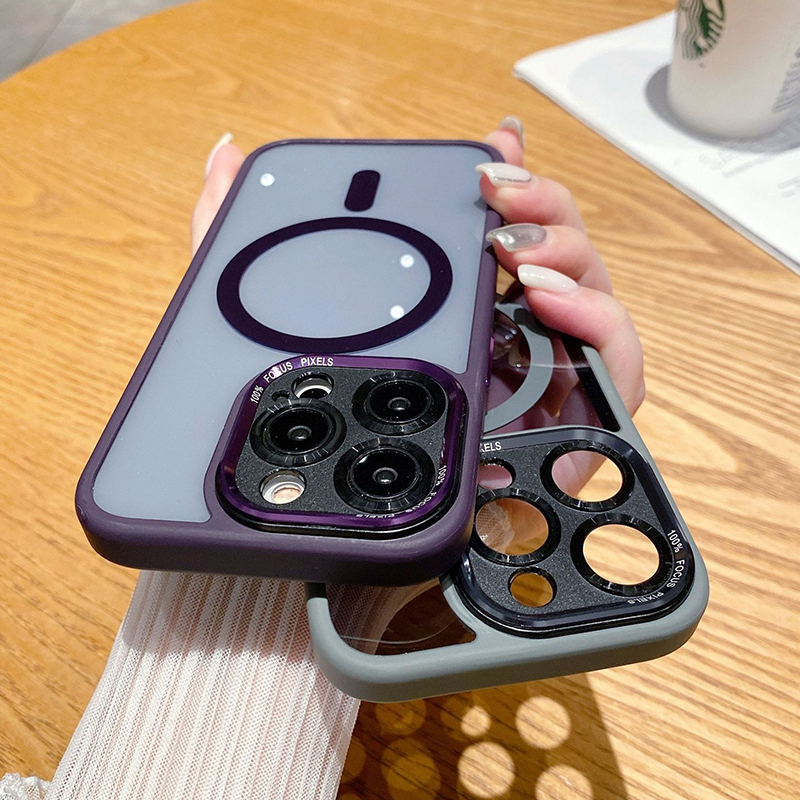 Strong Magnetic For Magsafe Wireless Charger Clear Acrylic Hard Case Camera Protector Metal Keys Slim Shield Shockproof Cover For iPhone 16 15 14 13 1