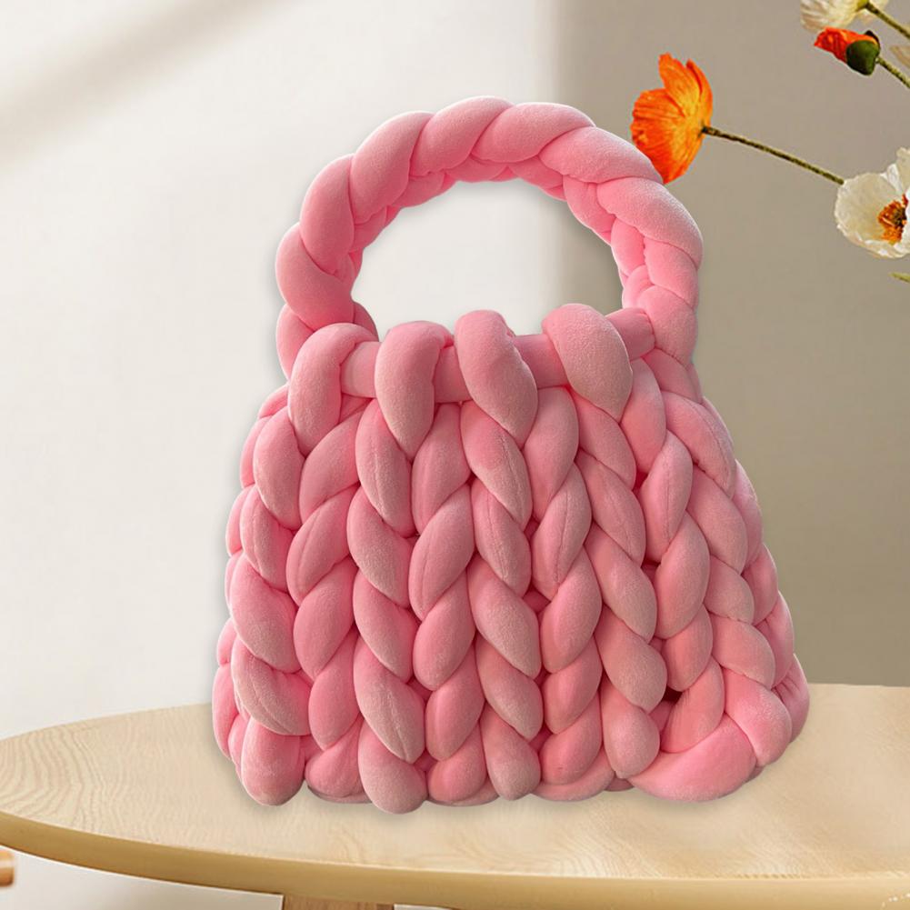 Stylish Underarm Bag Aesthetic Lightweight Rope Woven Crochet Tote Handbag Solid Color Tote Bag Outdoor Accessory