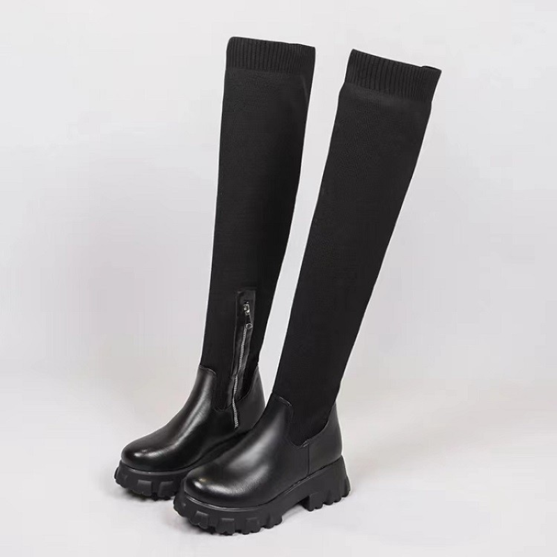 Women's Boots Platform Shoes Over-the-knee Thigh High Knitting Socks Chunky Long Designer New Rock Plus Size Goth Lolita