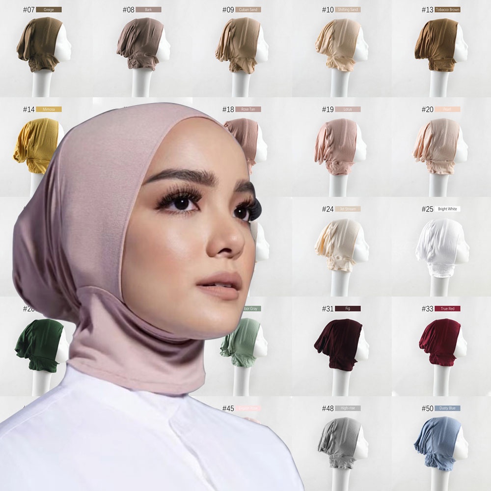 Solid Stretchy Modal Jersey Inner Hijab Bands Cap Hats Muslim Underscarf Turban Bonnet Islamic Scarf Tube Headband Caps