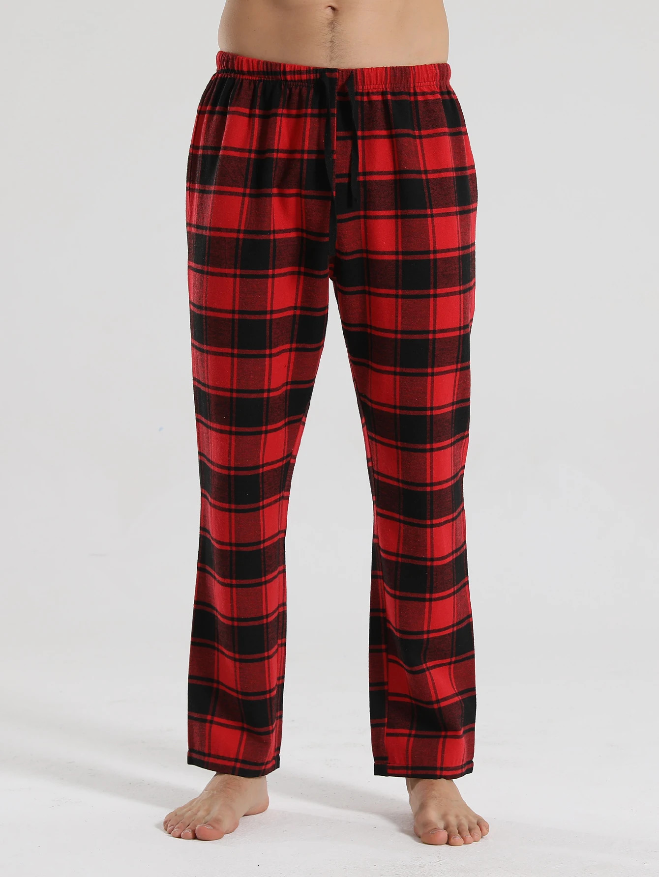 MenS Plaid Pajamas Set Autumn Wintercomfortable Flannel LongSleeved Top And Trousers Of Homewear 241111