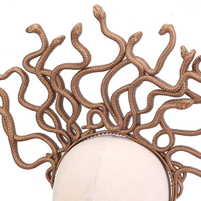 Halloween Headband Medusa Curved Snake Shape Hair Hoop Rave Party Headpiece Hair Band Party Cosplay Costume Props Unisex