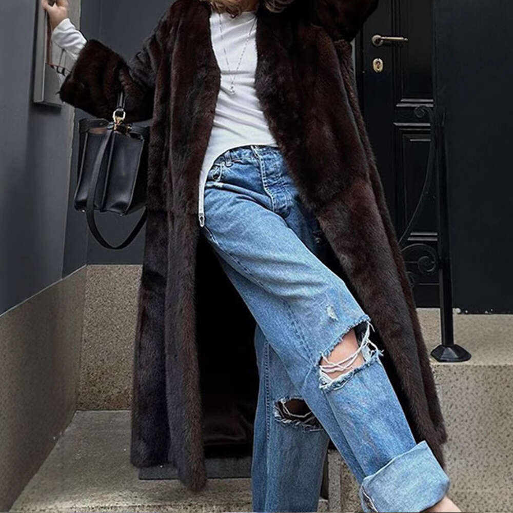 shanshi fur coat women autumn winter new solid color jacket long mink fur warm comfortable fashionable and casual