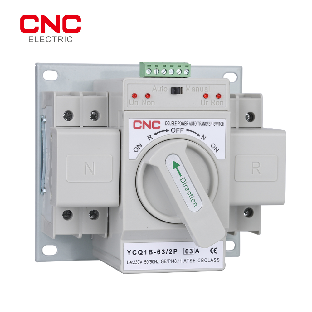 CNC Auto/Manual Switching Circuit Breakers YCQ1B-63 2P/3P/4P 63A Dual Power Automatic Transfer Switch AC230V 50/60Hz MCB