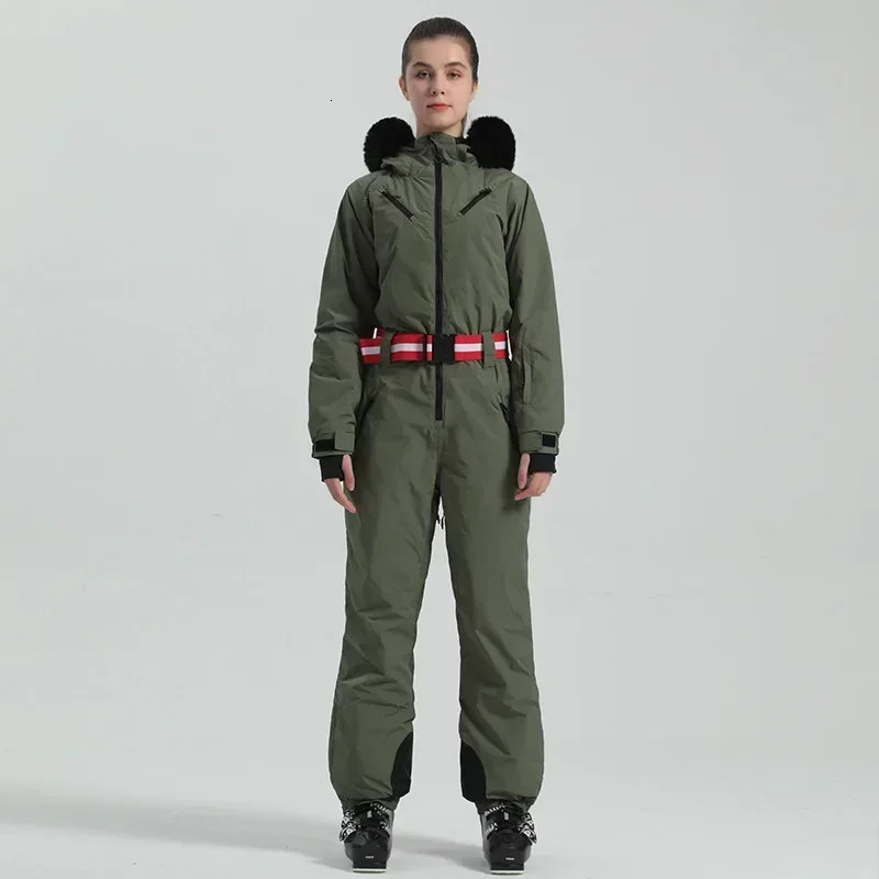 Winter 2025 New One Piece Ski Suits Outdoor Wear Resistant Windproof Skiing Clothes Women Breathable Thermal Snowboard Jumpsuits