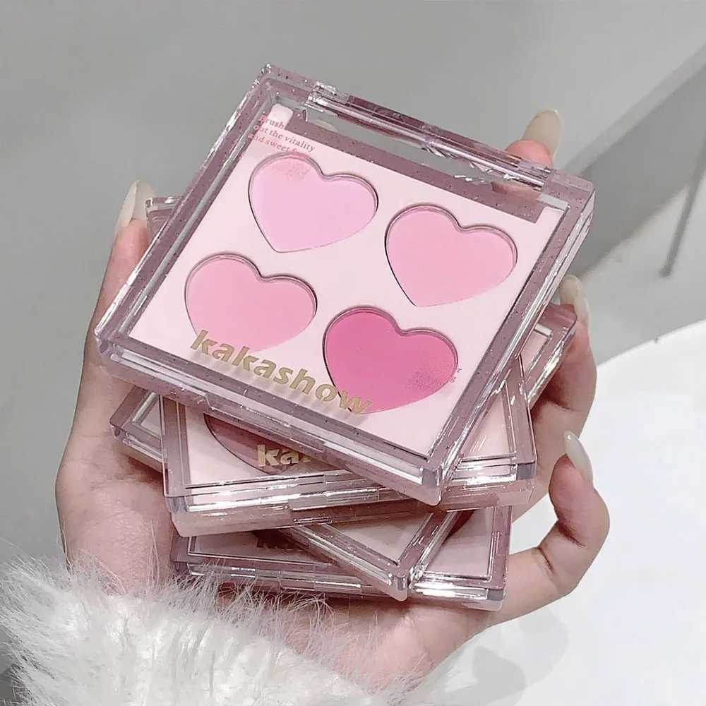 Kakashow Four-Color Heart Blush Palette -Fine Texture Natural Color Blush Powder for BrighteningCute Packaging DesignXJ241111