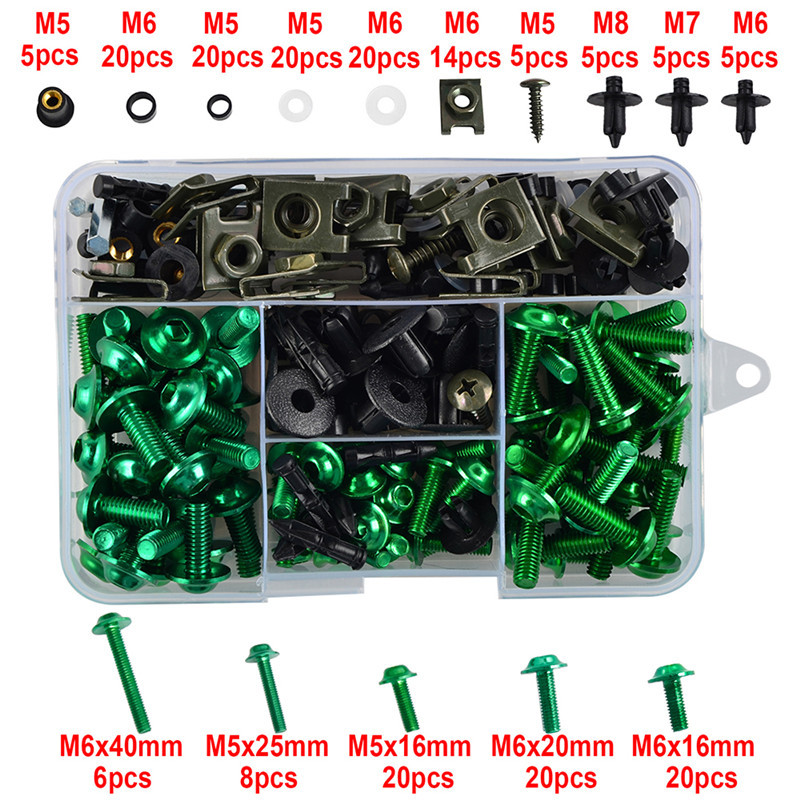 195 PCS Motorcycle Accessories Aluminum Fairing Bolt Screws Kit Fit For YAMAHA YZF 600 1000 R1 R6 R3 R15 R25 T-MAX 530 TMAX 500
