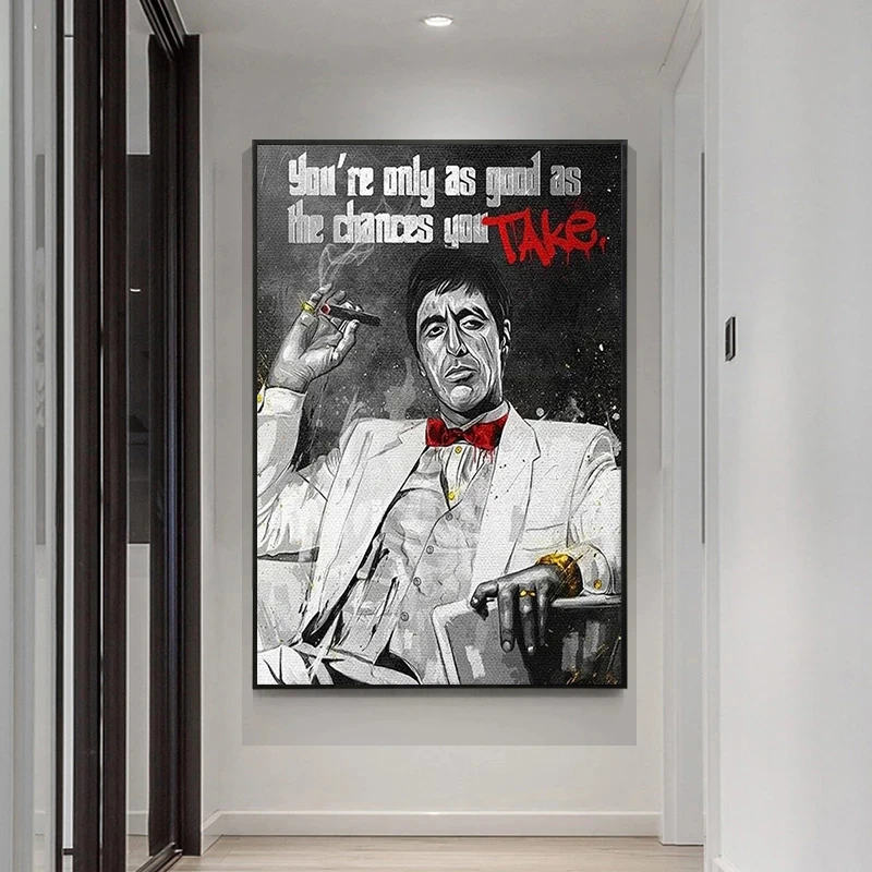 Scarface Tony Montana Series Motivational Quote Dollars/Money/Cash Canvas Painting Wall Pictures Bedroom Office Home Decoration
