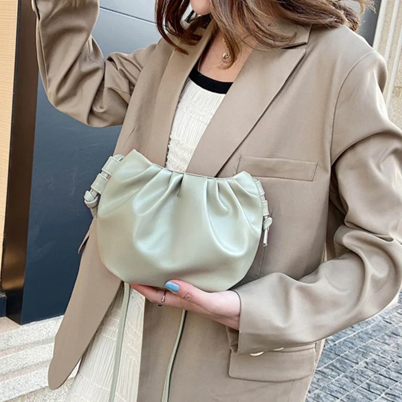 Small Bag 2024 New Spring Summer Slanting Cross Trend Hundred Women's Bag Dumpling Clouds Bag mini Coin Pleated Crossbody