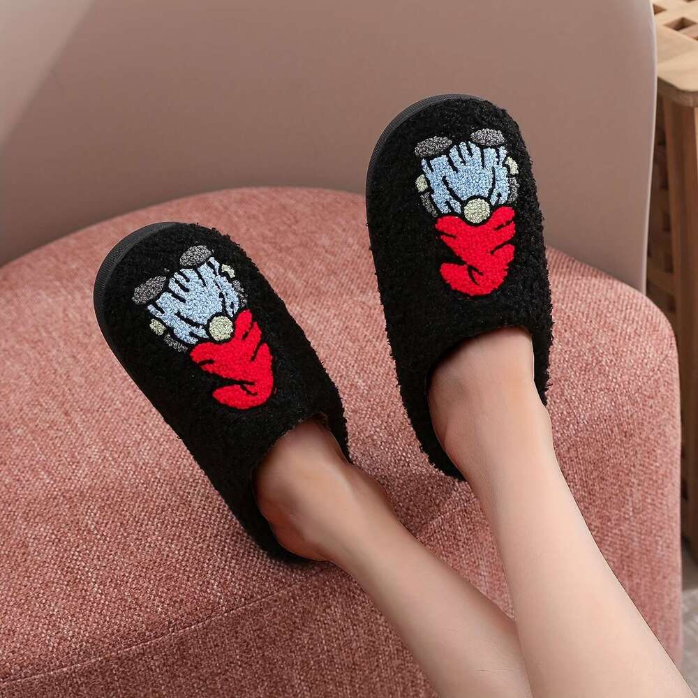 Christmas Comfy All-Season Plush-ed Slippers - Cute Cartoon Pattern, Easy Slip-On Indoor Shoes with Soft ing