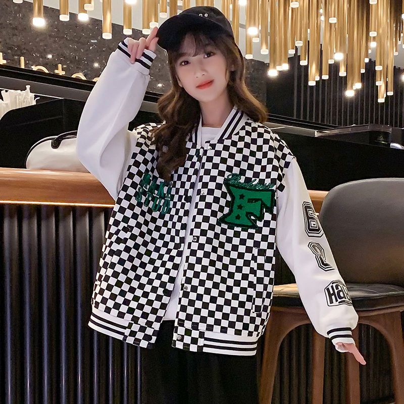 2023 Kids Spring Autumn Bomber Jacket ChildrenLetter Print Outerwear Boys Girl Streetwear Varsity Baseball Uniform Coats 4 -12 Y
