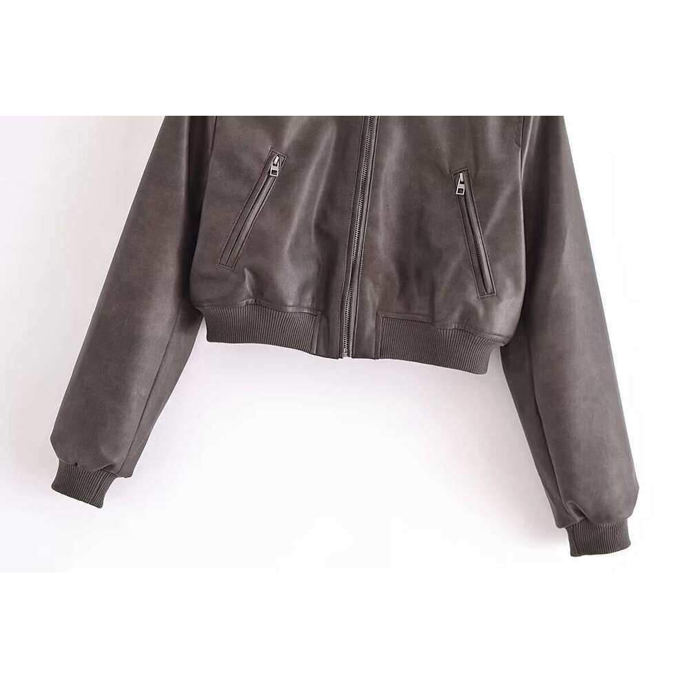 shanshi leather jacket women autumn new women's clothing faux leather pilot solid color top jacket for women