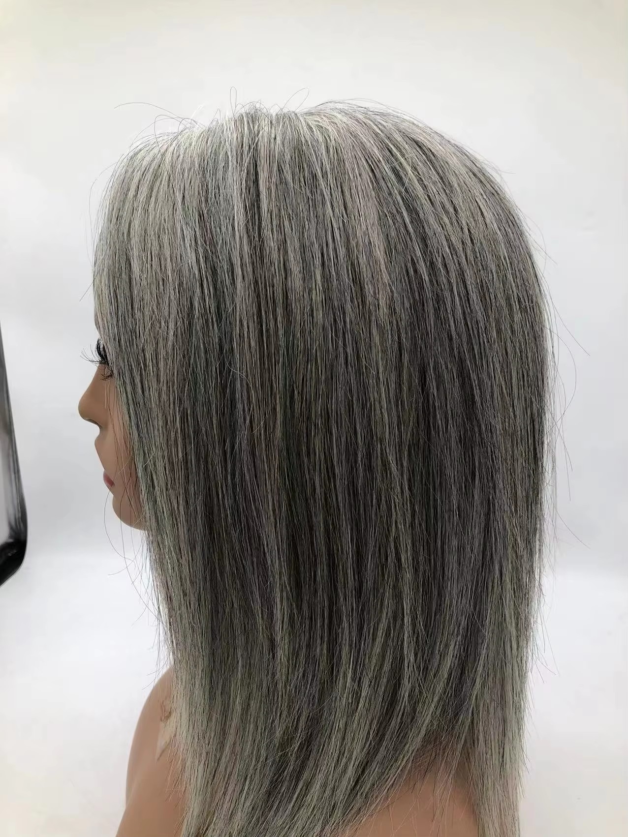 Salt and pepper African lace closure wigs layered bob 4x4 hd Hand Made Human Hair Wig Grey hair for Women Wigs