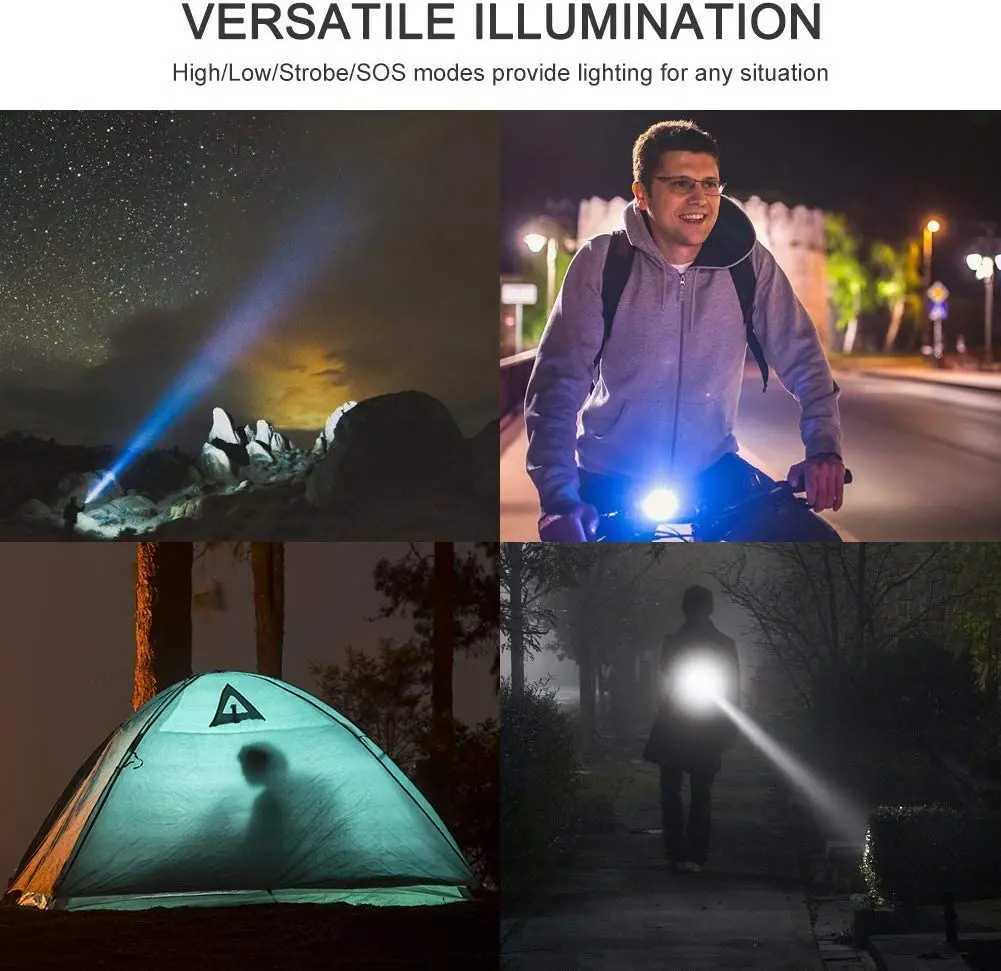 Pocketman LED Flashlight USB Charging Flashlight Bicycle Flashlight Outdoor Waterproof Flashlight Zoom Flashlight X241111