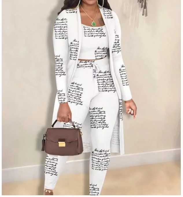 Luxury Womens Tracksuits Geometric Printed Three Piece Set Sports Vest Windbreaker Jacket Sweatpants Jogging Suit Stretchy Designer Sets Women Clothes