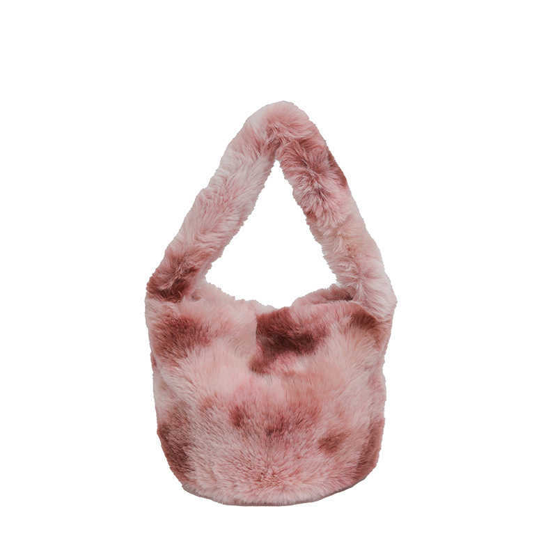 Plush Bags for Women Handbag Versatile Autumn and Winter Bucket Bag Contrasting Color Hand Bags Shopping Totes Wallet 241111