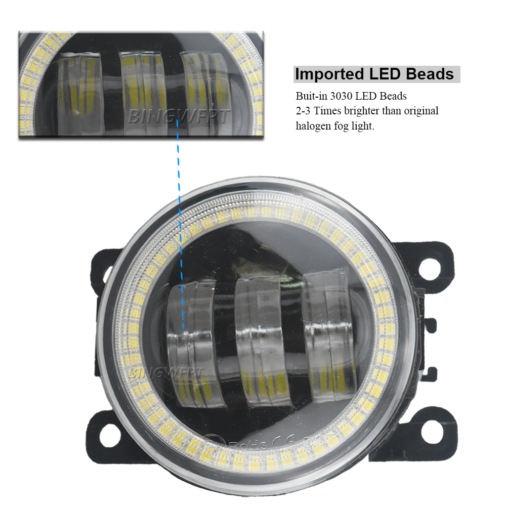 2PCS Car Lens LED Fog Lights Angel Eye DRL Daytime Runinng Light Lamp For Mazda MPV II (LW) 1999-2006 BT-50 BT50 BT 50 2011-2020