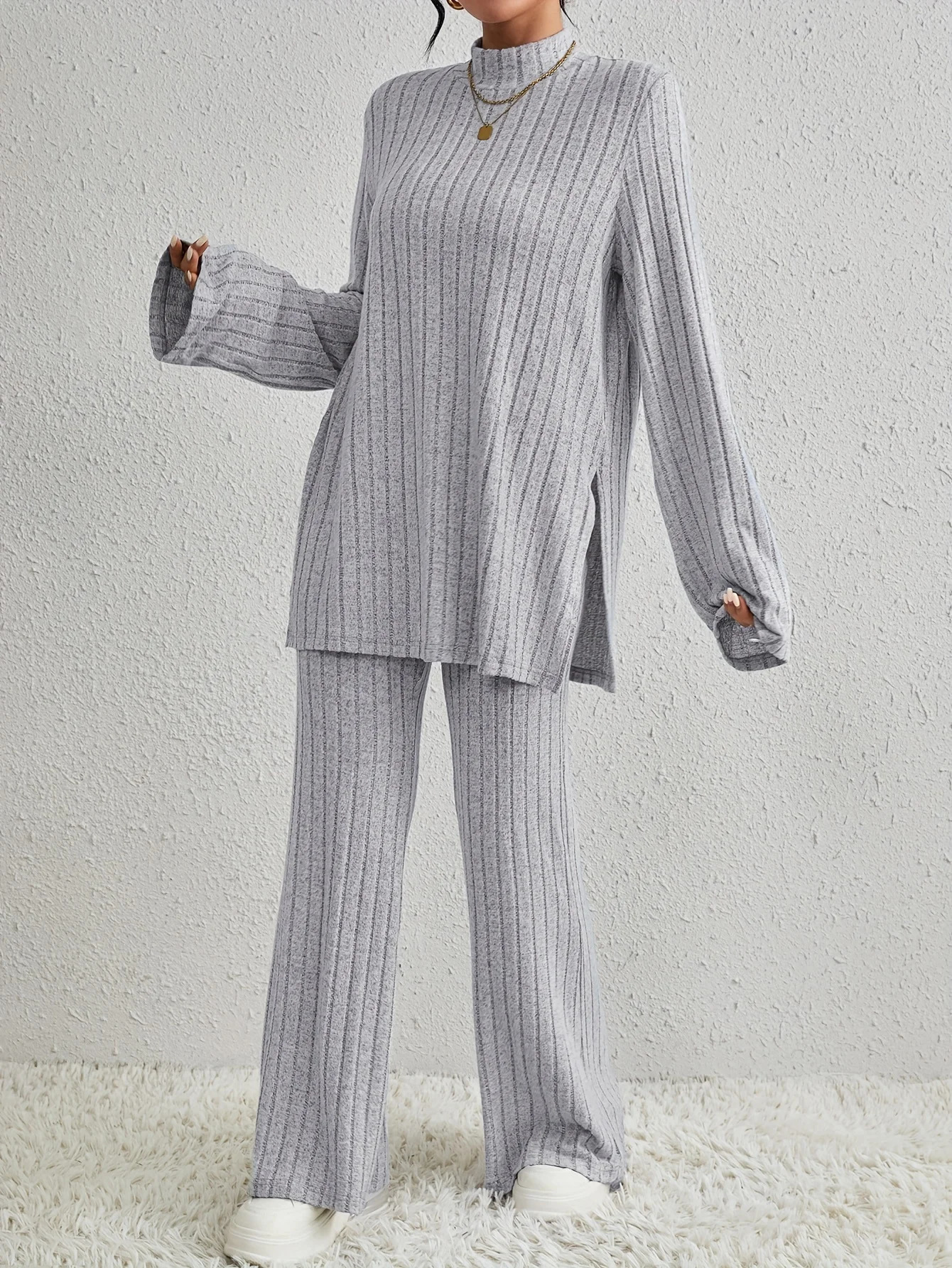 ned bottoming autumn and winter longsleeved versatile daily elegant personalized womens pants matching suit 241108